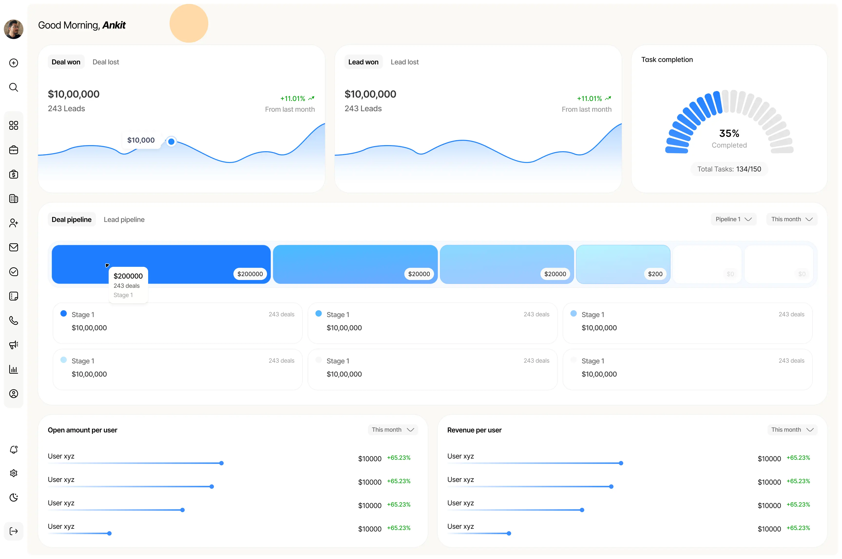 BeigeCRM Dashboard - Mobile and Desktop Interface